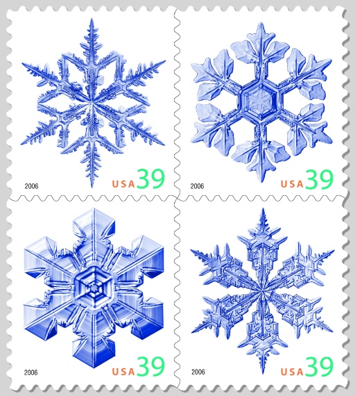 snowflake stamps from the United States Postal Service